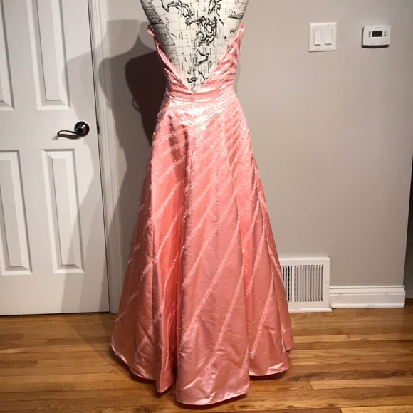 Satin Coquette Barbie Beads Corset Aline Evening Striped Strapless fit flare y2k - Picture 5 of 8